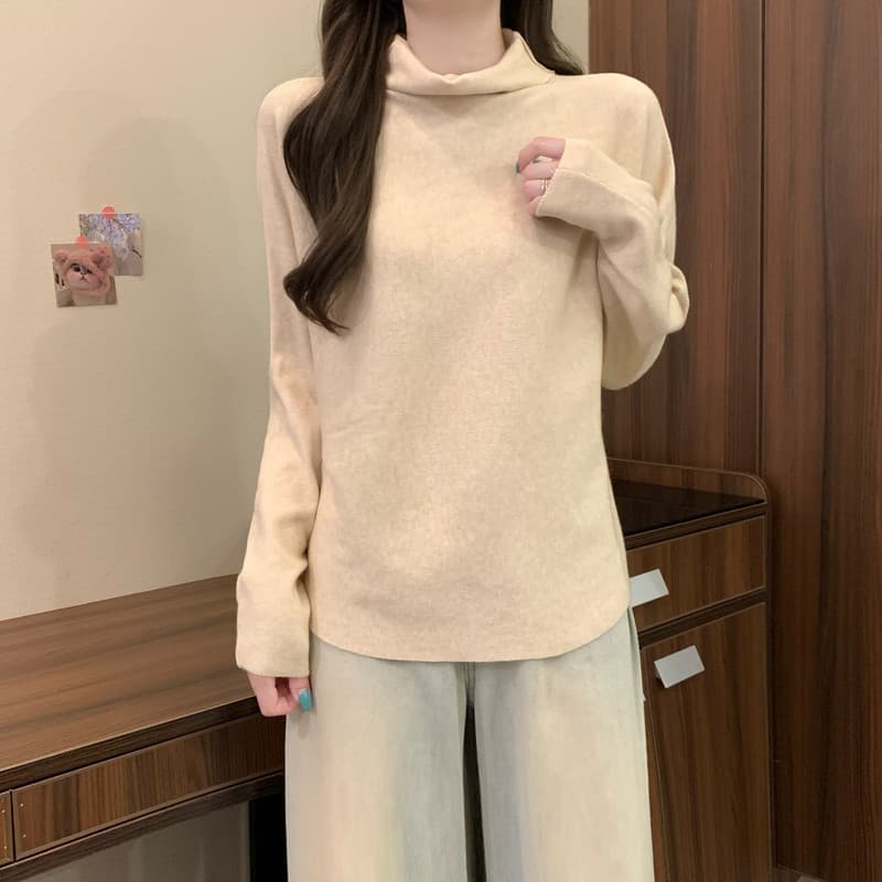 실사 정가 한 부서 느긋한 고급 센스 터틀넥 스웨터 가을 겨울 두꺼운 기본 셔츠 수 있습니다. 외출용 루즈핏 슬림해 보이는 상세 이미지 7