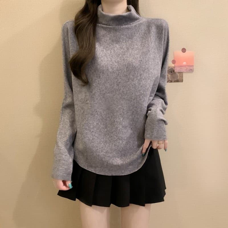 실사 정가 한 부서 느긋한 고급 센스 터틀넥 스웨터 가을 겨울 두꺼운 기본 셔츠 수 있습니다. 외출용 루즈핏 슬림해 보이는 상세 이미지 15