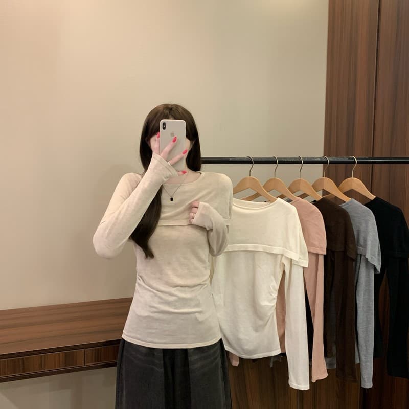 실사 정가 이른 가을 새로운 한국 스타일 패션 작은 대중 비스듬한 칼라 허리 수축 다용도 캐주얼 품격 슬림해 보이는 니트 스웨터 상세 이미지 2
