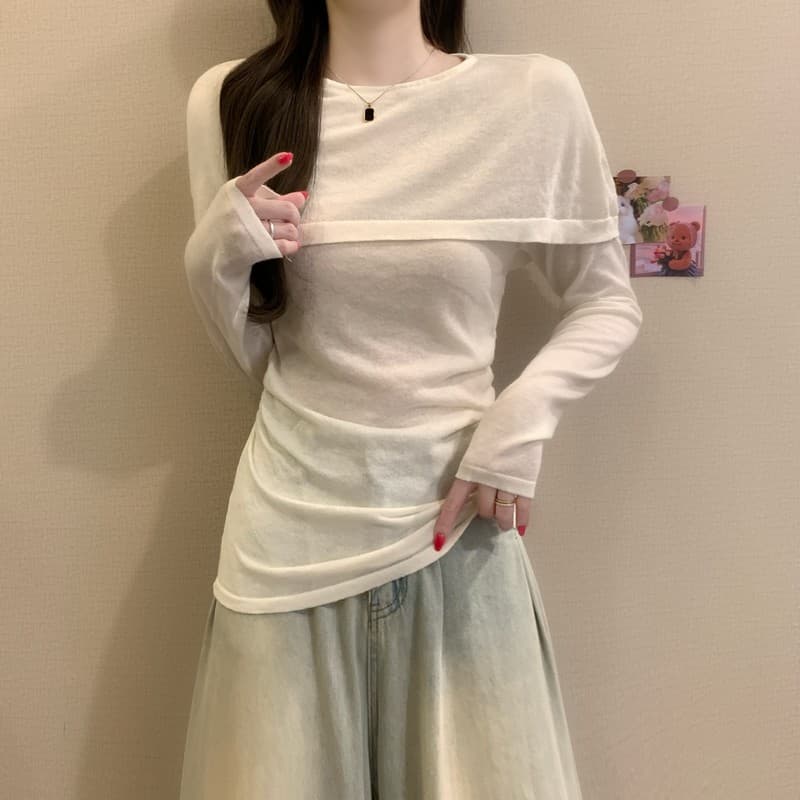 실사 정가 이른 가을 새로운 한국 스타일 패션 작은 대중 비스듬한 칼라 허리 수축 다용도 캐주얼 품격 슬림해 보이는 니트 스웨터 상세 이미지 6