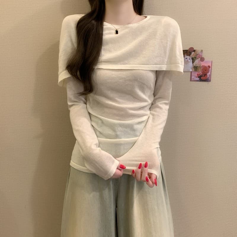 실사 정가 이른 가을 새로운 한국 스타일 패션 작은 대중 비스듬한 칼라 허리 수축 다용도 캐주얼 품격 슬림해 보이는 니트 스웨터 상세 이미지 7
