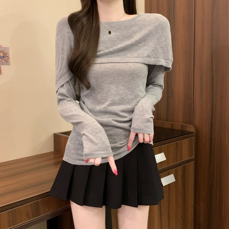 실사 정가 이른 가을 새로운 한국 스타일 패션 작은 대중 비스듬한 칼라 허리 수축 다용도 캐주얼 품격 슬림해 보이는 니트 스웨터 상세 이미지 21