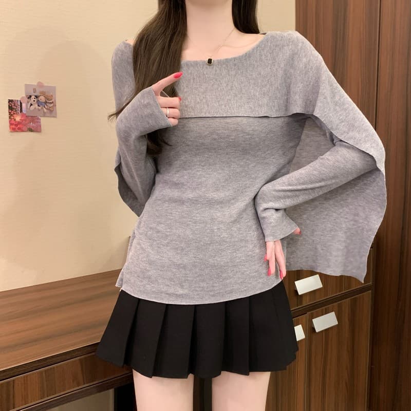 실사 정가 이른 가을 새로운 한 부서 작은 대중 비스듬한 칼라 허리 수축 슬림해 보이는 다용도 캐주얼 품격 패션 니트 스웨터 상세 이미지 20