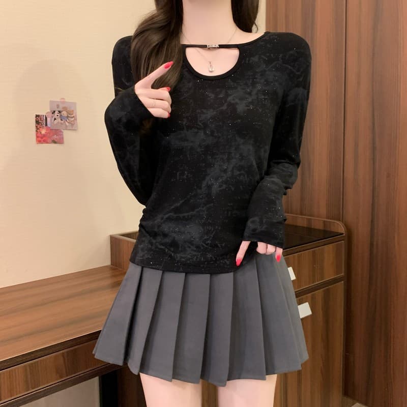 실사 정가 이른 가을 새로운 한국 스타일 디자인 센스 홀치기 염색 품격 연령 감소 몸매 가꾸기 슬림해 보이는 다용도 패션 맨위 이미지 3
