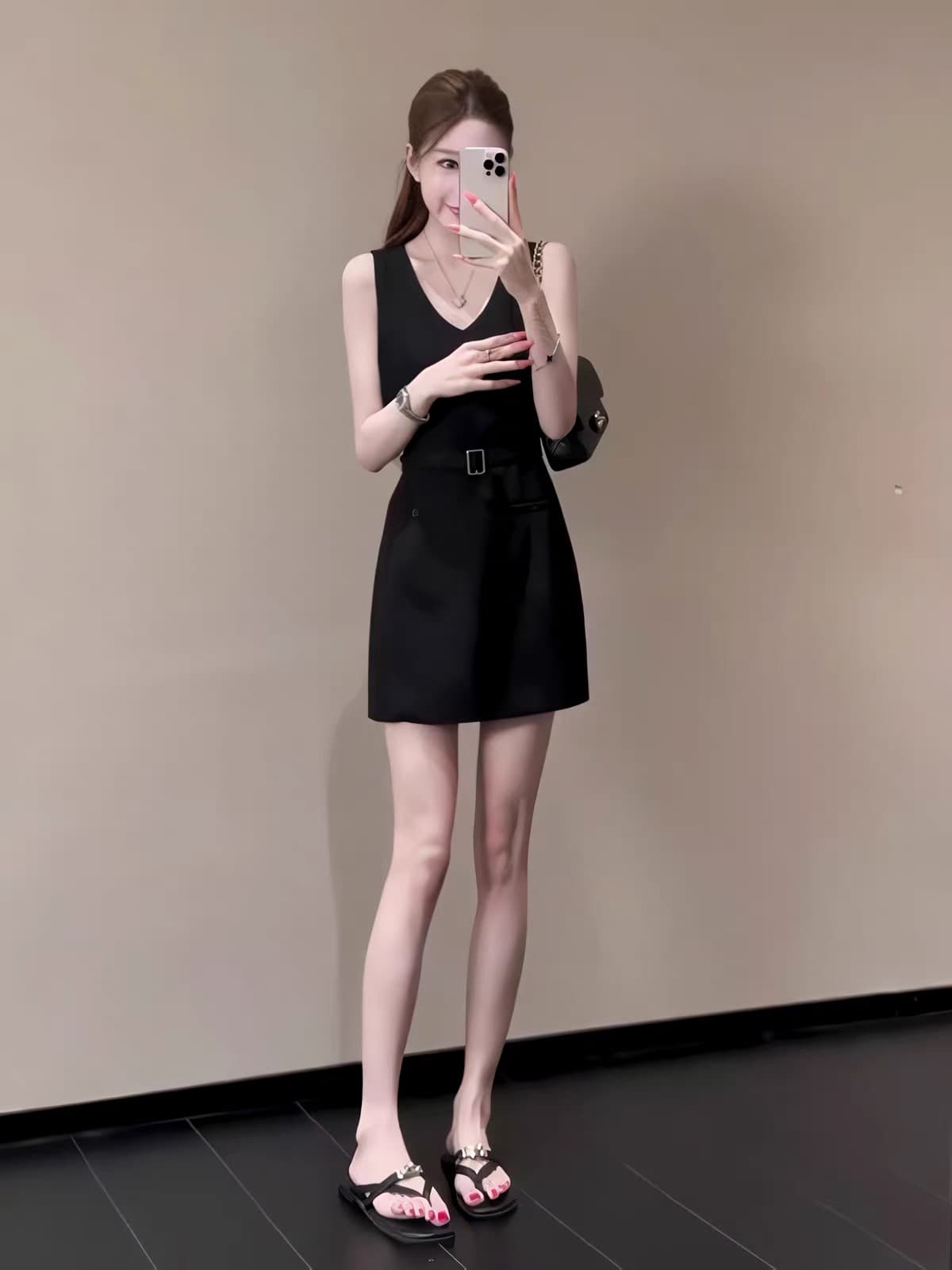 프랑스식 순수한 욕망 검정색 민소매 조끼 원피스 아이들 디자인 고급 센스 허리 수축 품격 작은 키 미니 스커트 여름 이미지 2