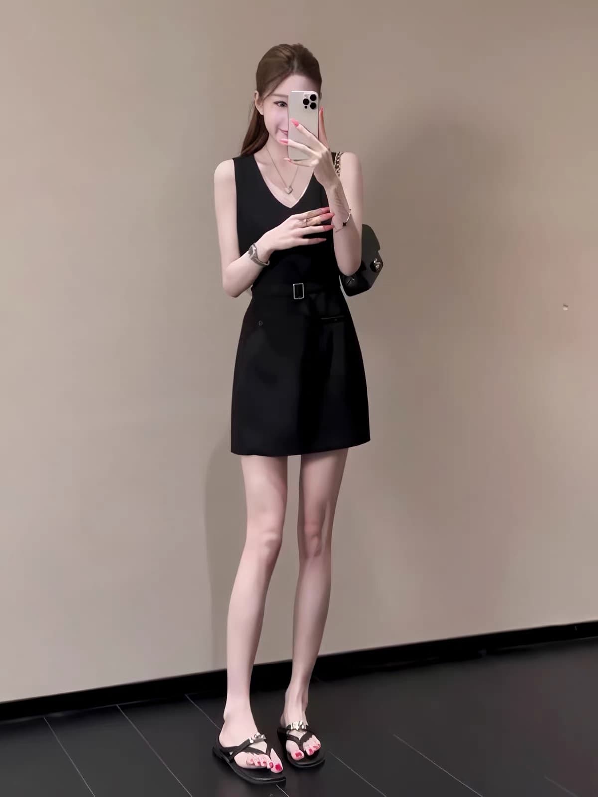 프랑스식 순수한 욕망 검정색 민소매 조끼 원피스 아이들 디자인 고급 센스 허리 수축 품격 작은 키 미니 스커트 여름 상세 이미지 1