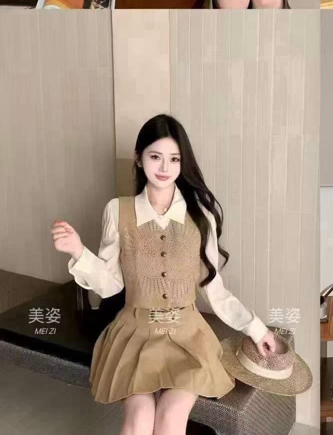 핑크색 새기다 꽃 마음 그림자 디자인 센스 레트로 스타일 홀로우 아웃 레이스 자수 자수 맨위 세트 캐주얼 이미지 2