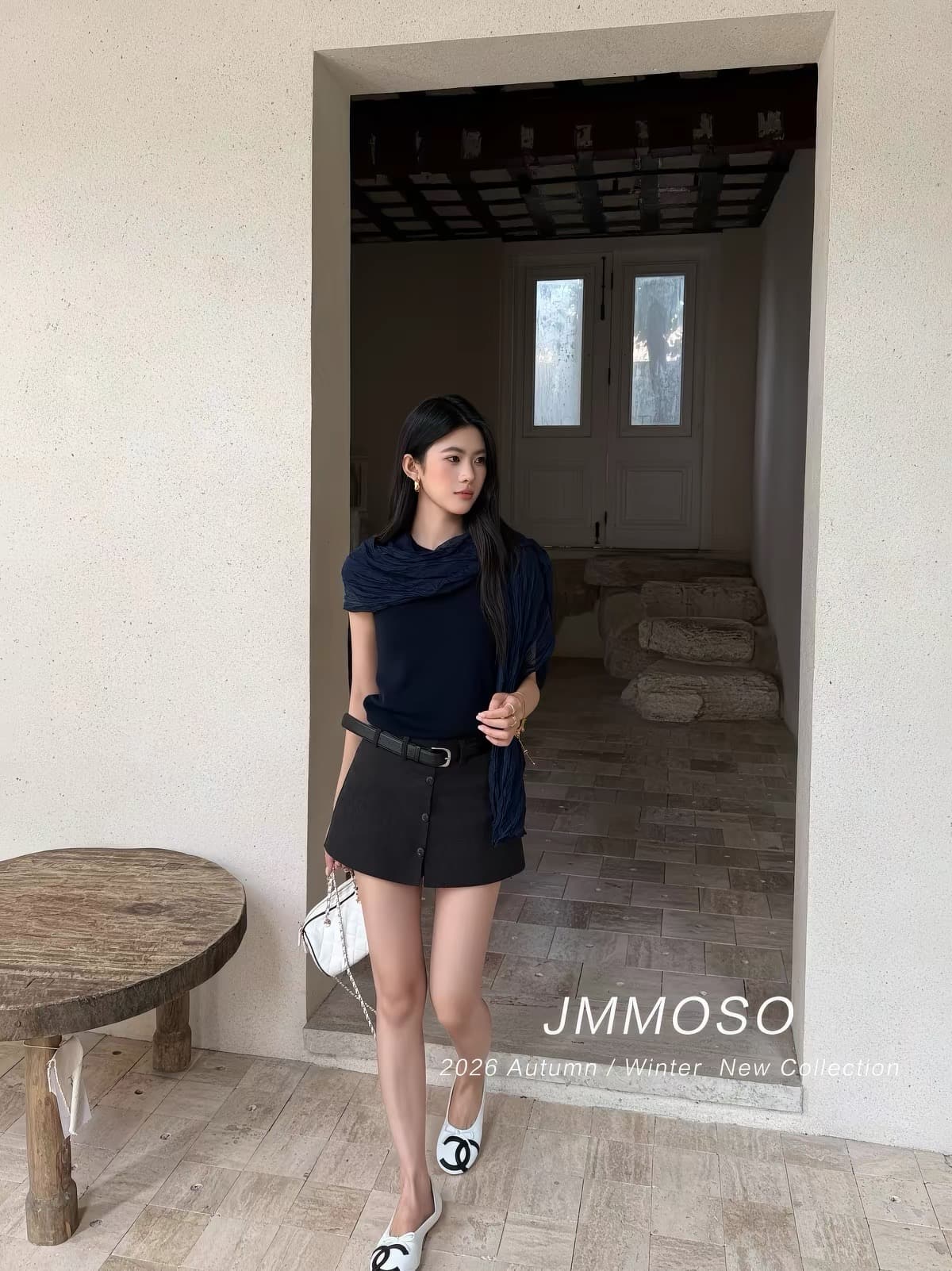 zy jmmoso 이른 가을 한 부서 화이트 치마바지 여성 하이웨이스트 단추 노출 방지 벨트 포함 한 마디 반신 스커트 상세 이미지 3