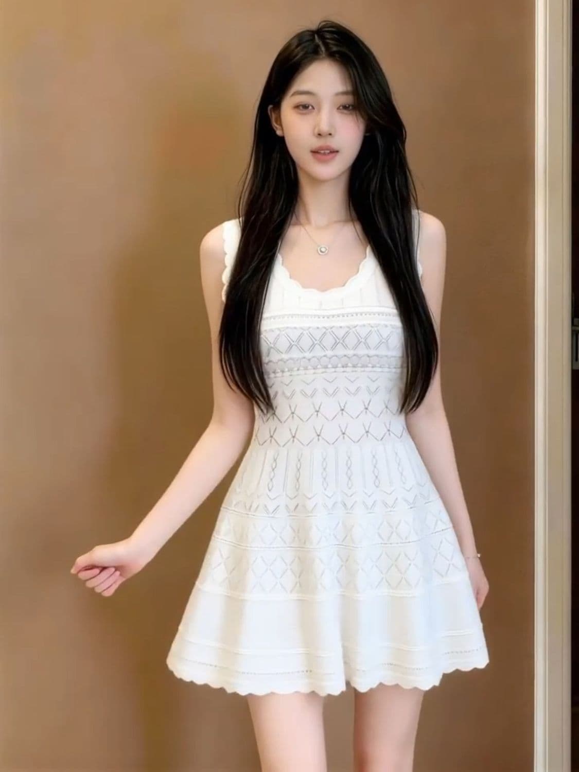 부드러운 하얀 달빛 여성 드레스 2026 여름 새로운 꼬집기 허리 몸매 가꾸기 슬림해 보이는 달콤한 핫걸 패션 절묘한 미니 스커트 상세 이미지 6