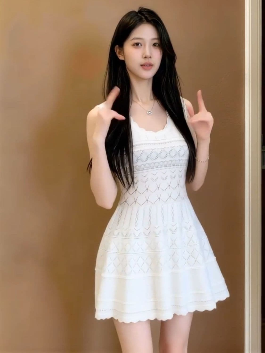 부드러운 하얀 달빛 여성 드레스 2026 여름 새로운 꼬집기 허리 몸매 가꾸기 슬림해 보이는 달콤한 핫걸 패션 절묘한 미니 스커트 상세 이미지 11