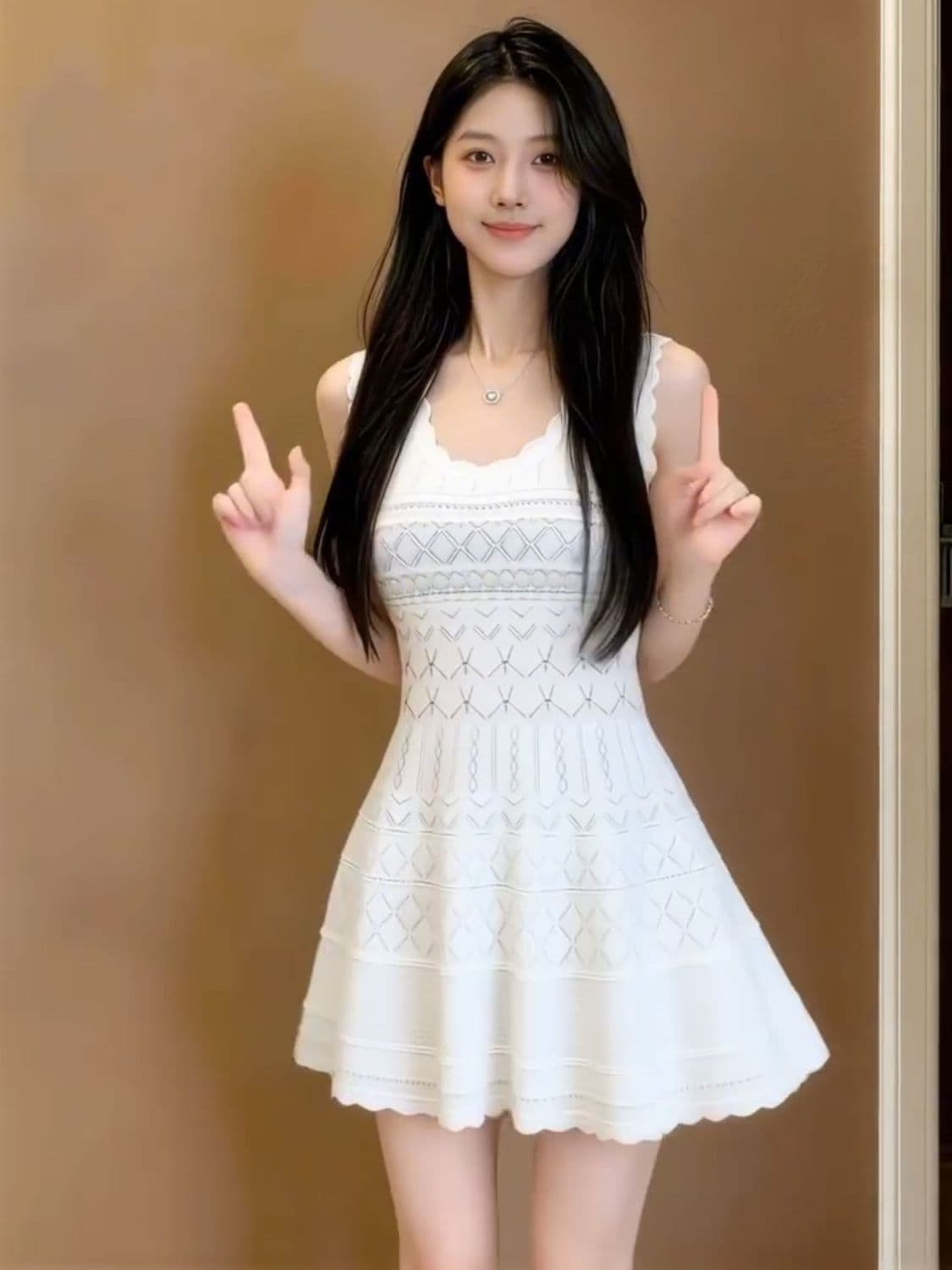 부드러운 하얀 달빛 여성 드레스 2026 여름 새로운 꼬집기 허리 몸매 가꾸기 슬림해 보이는 달콤한 핫걸 패션 절묘한 미니 스커트 상세 이미지 12
