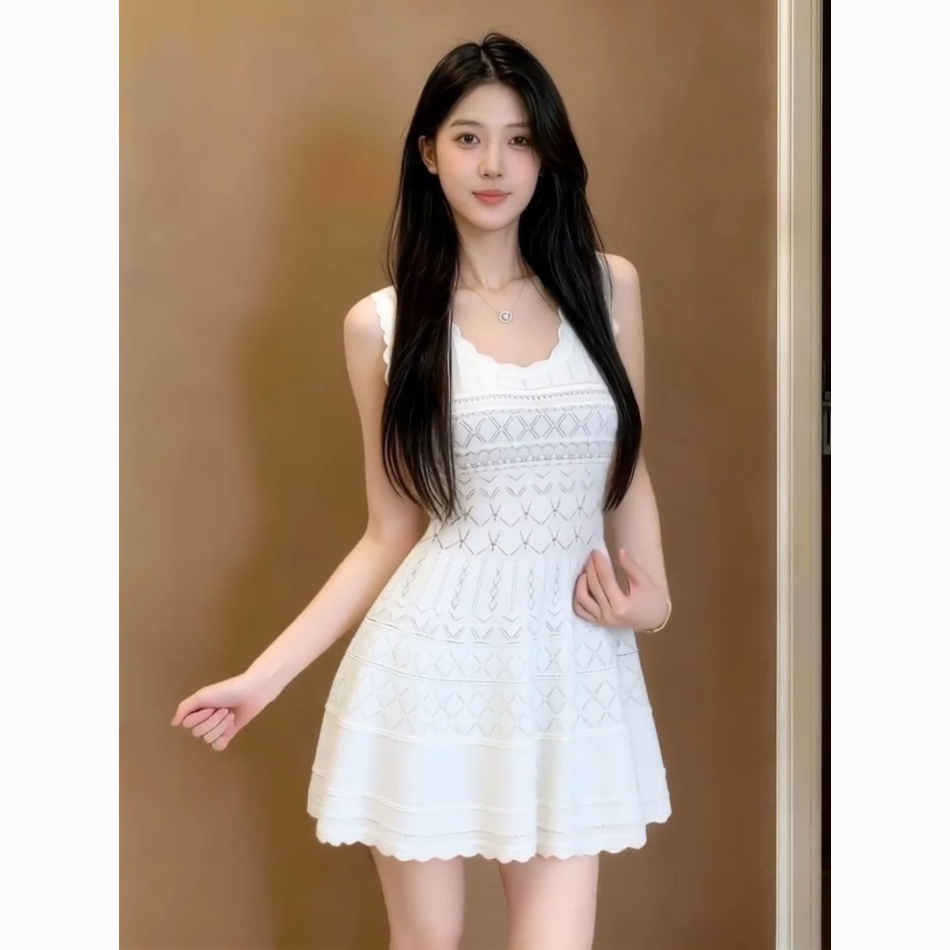 부드러운 하얀 달빛 여성 드레스 2026 여름 새로운 꼬집기 허리 몸매 가꾸기 슬림해 보이는 달콤한 핫걸 패션 절묘한 미니 스커트 상세 이미지 15