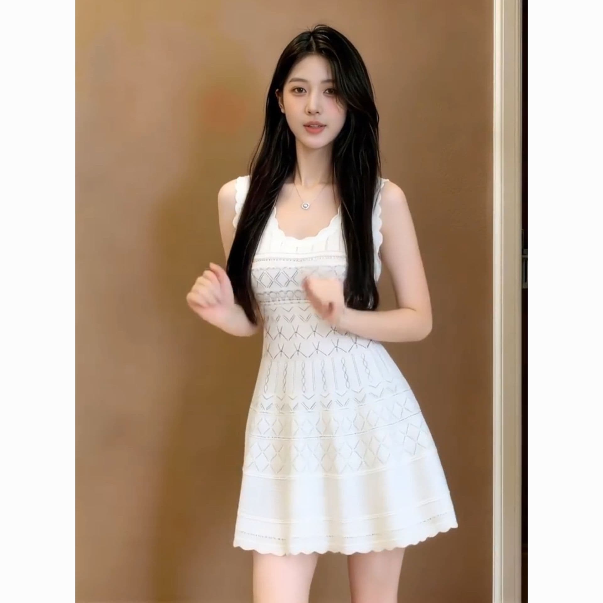 부드러운 하얀 달빛 여성 드레스 2026 여름 새로운 꼬집기 허리 몸매 가꾸기 슬림해 보이는 달콤한 핫걸 패션 절묘한 미니 스커트 상세 이미지 20