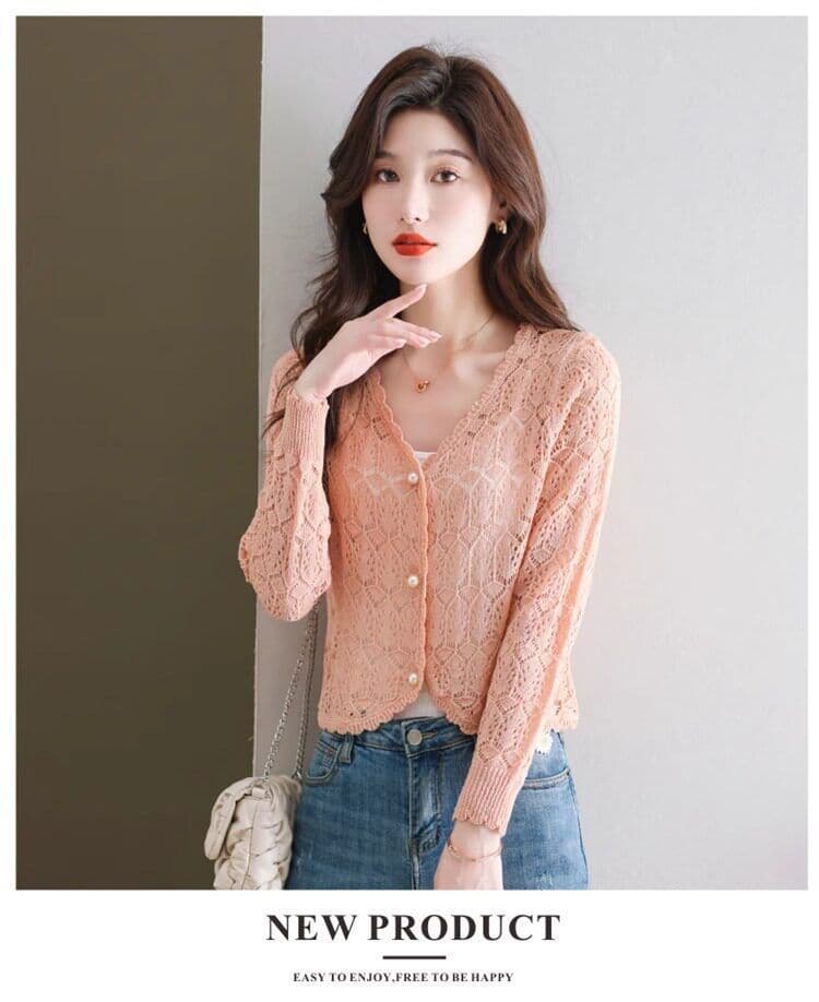정통 뽕나무 누에 실크 자외선 차단 오픈 가디건 여성 여름 얇은 스타일 얼음 실크 외부 코디 치마 홀로우 아웃 블라우스 얼음 실크 에어컨 셔츠 상세 이미지 19