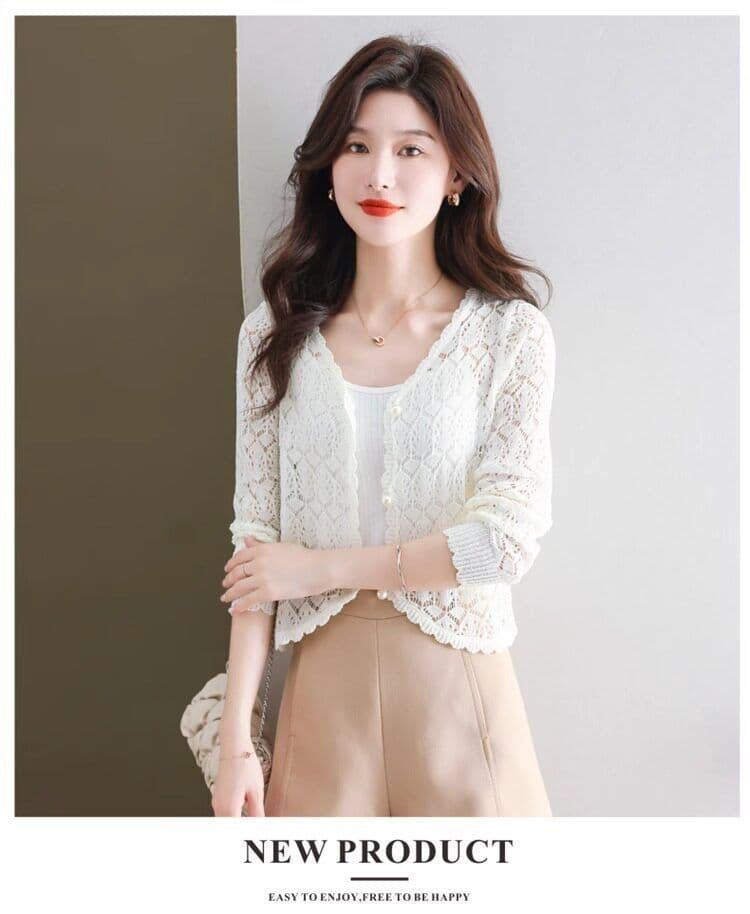 정통 뽕나무 누에 실크 자외선 차단 오픈 가디건 여성 여름 얇은 스타일 얼음 실크 외부 코디 치마 홀로우 아웃 블라우스 얼음 실크 에어컨 셔츠 상세 이미지 21