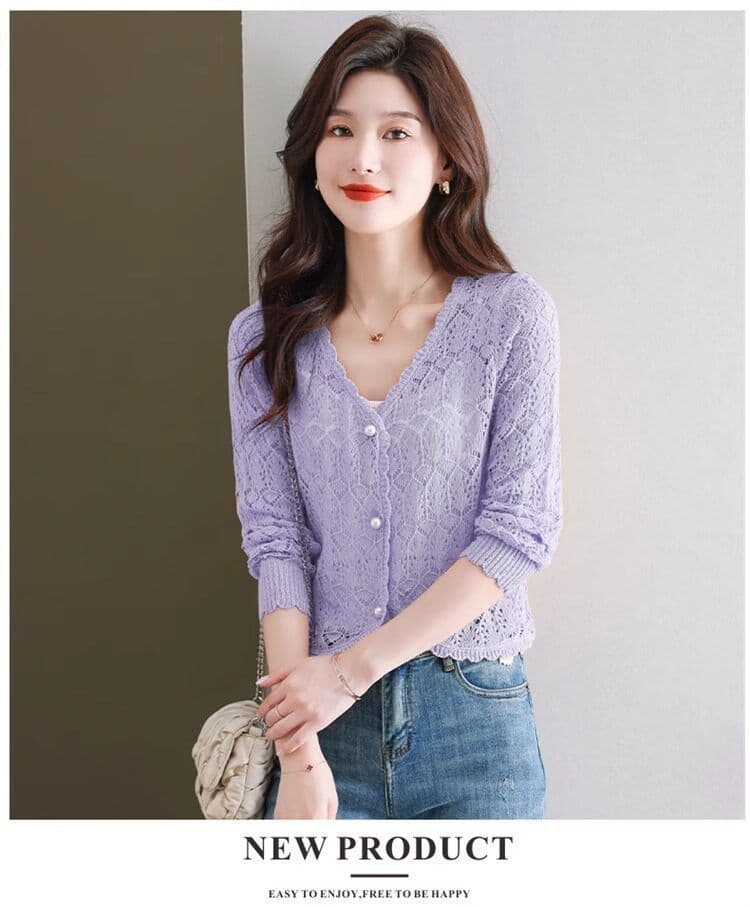 정통 뽕나무 누에 실크 자외선 차단 오픈 가디건 여성 여름 얇은 스타일 얼음 실크 외부 코디 치마 홀로우 아웃 블라우스 얼음 실크 에어컨 셔츠 상세 이미지 25