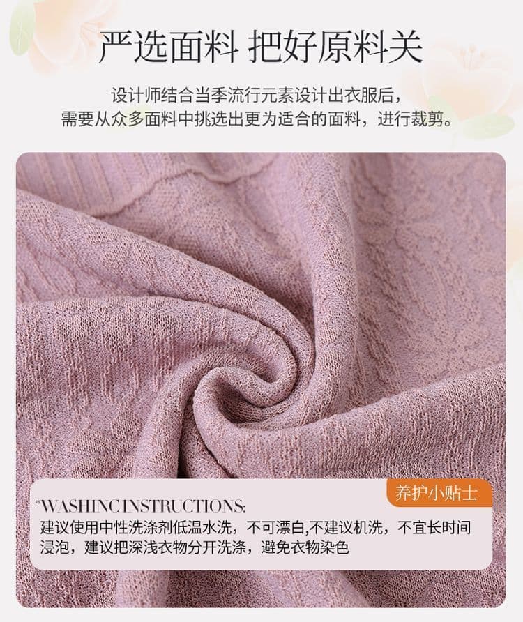 패션 캐주얼 어머니 드레스 니트 스웨터 여성용 짧은 소매 여름 드레스 새로운 품격 다용도 중노년 작은 셔츠 외국 가스 맨위 상세 이미지 5