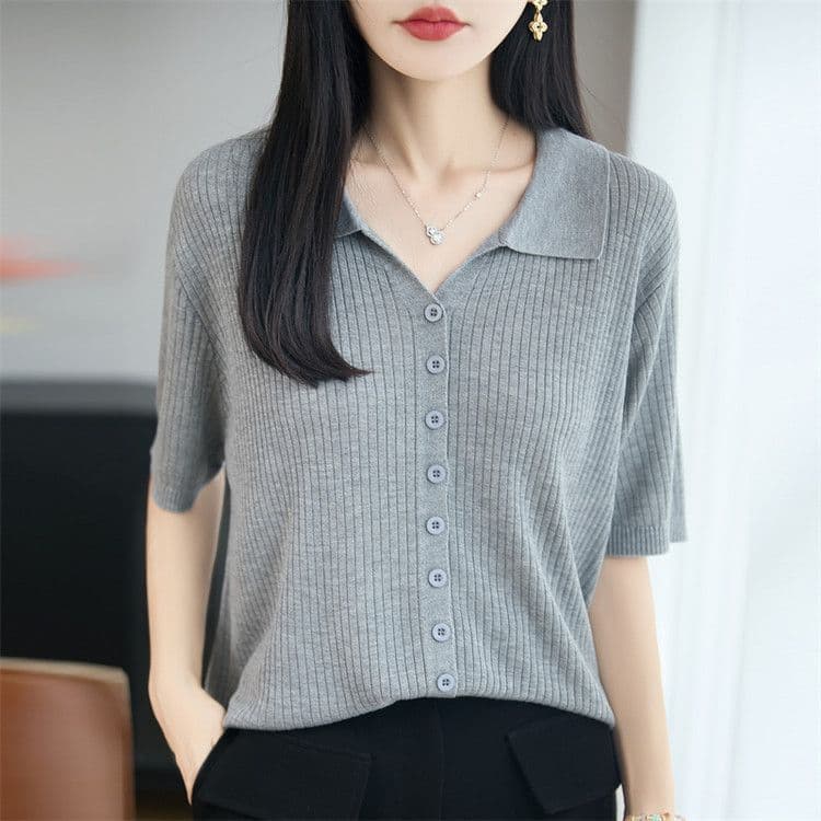 여름 새로운 폴로 칼라 주간 실크 아마 오픈 가디건 외부 가져 가라. 얇은 스타일 구덩이 기사 반팔 연령 감소 슬림해 보이는 표지 고기 캐주얼 맨위 이미지 3