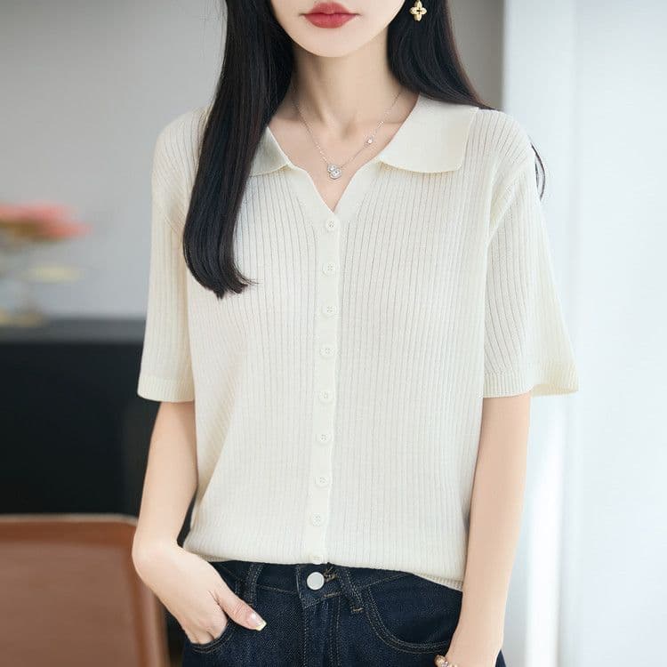 여름 새로운 폴로 칼라 주간 실크 아마 오픈 가디건 외부 가져 가라. 얇은 스타일 구덩이 기사 반팔 연령 감소 슬림해 보이는 표지 고기 캐주얼 맨위