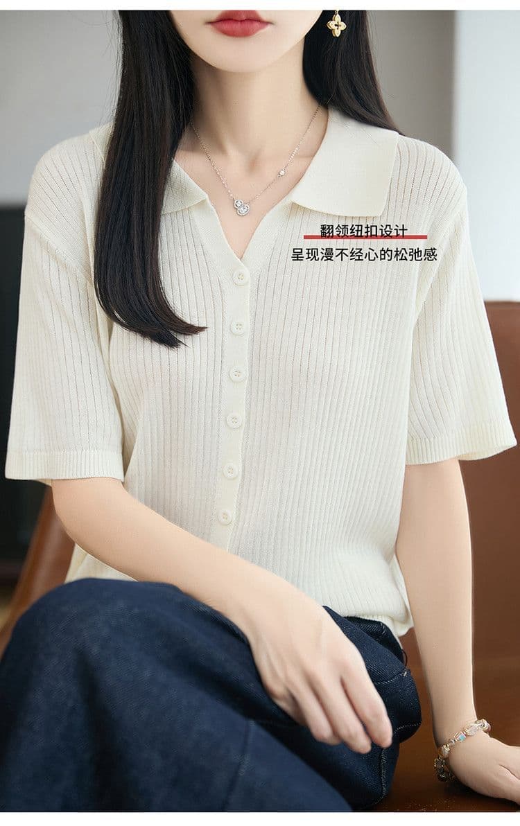 여름 새로운 폴로 칼라 주간 실크 아마 오픈 가디건 외부 가져 가라. 얇은 스타일 구덩이 기사 반팔 연령 감소 슬림해 보이는 표지 고기 캐주얼 맨위 상세 이미지 5