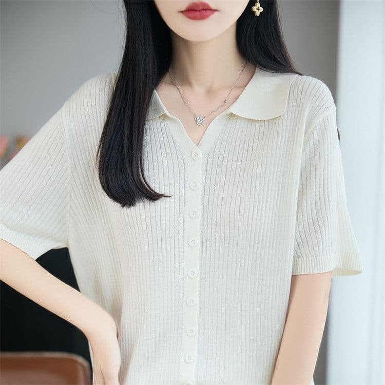 여름 새로운 폴로 칼라 주간 실크 아마 오픈 가디건 외부 가져 가라. 얇은 스타일 구덩이 기사 반팔 연령 감소 슬림해 보이는 표지 고기 캐주얼 맨위 상세 이미지 32