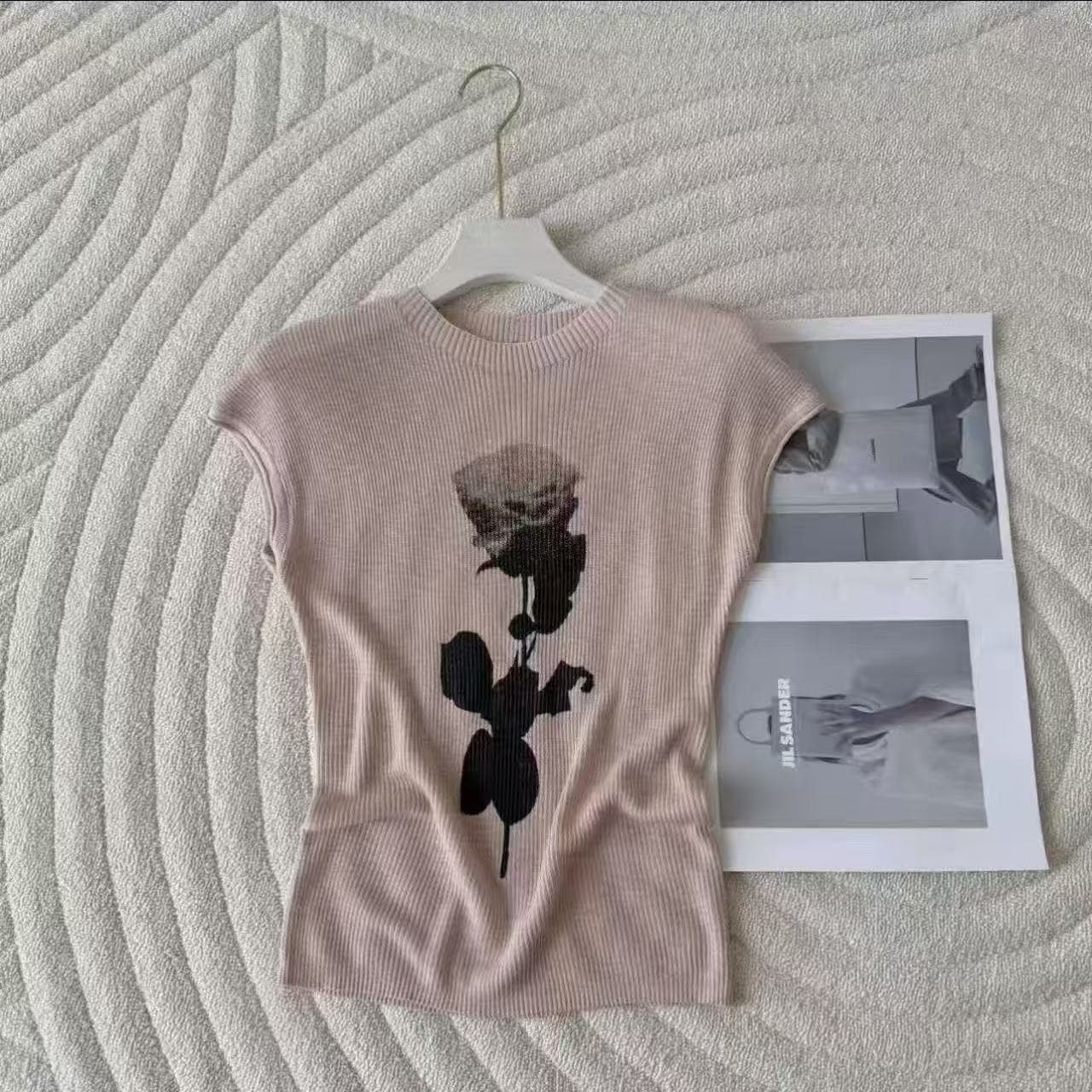 달콤한 스타일 장미 Feifei 소매 짠 셔츠 여성 여름 라운드 넥 새로운 몸매 가꾸기 다용도 고급 센스 연령 감소 맨위 여성 상세 이미지 3