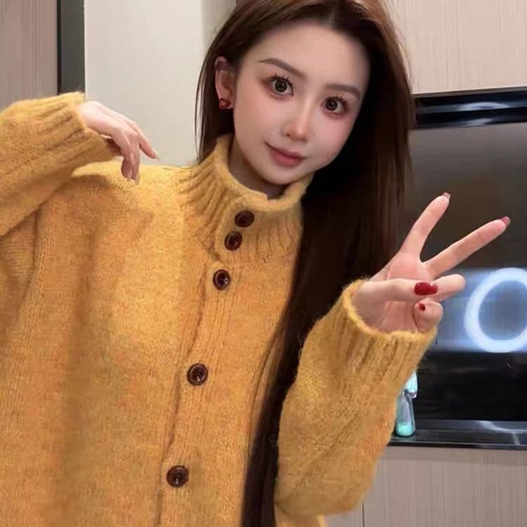 봄 가을 새로운 터틀넥 미니멀리즘 다용도 스웨터 코트 달콤함 부드러운 외국 가스 고급 니트 오픈 가디건 맨위 여성 상세 이미지 22