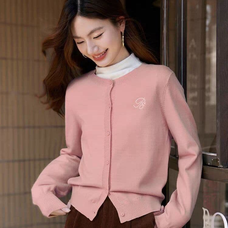 봄 가을 새로운 한 부서 미니멀리즘 라운드 넥 품격 다용도 니트 자수 캐주얼 스웨터 오픈 가디건 다용도 재킷 맨위 이미지 4