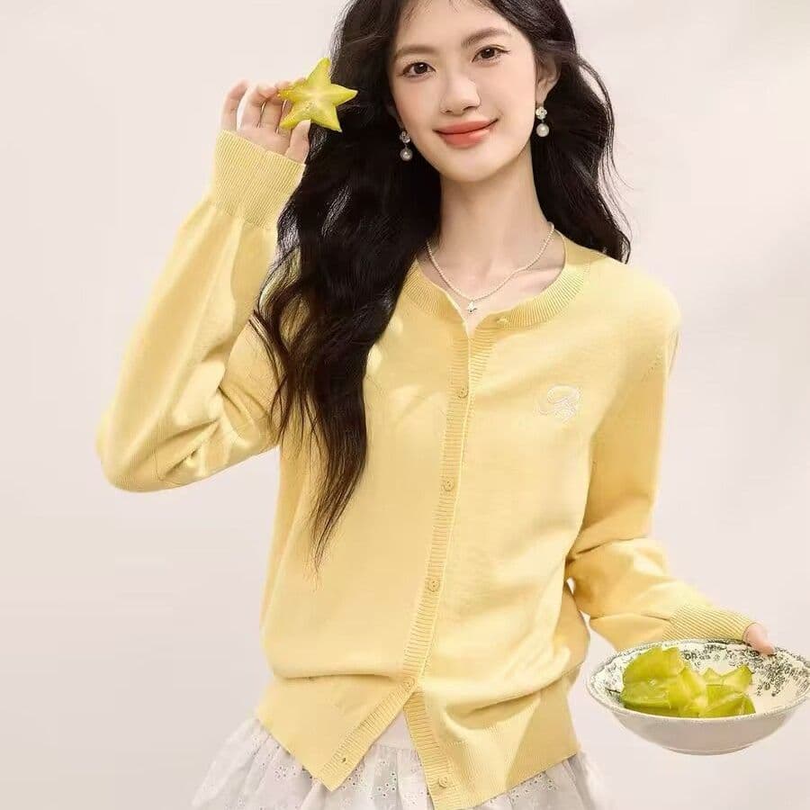 봄 가을 새로운 한 부서 미니멀리즘 라운드 넥 품격 다용도 니트 자수 캐주얼 스웨터 오픈 가디건 다용도 재킷 맨위 상세 이미지 3