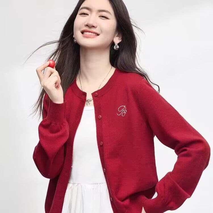 봄 가을 새로운 한 부서 미니멀리즘 라운드 넥 품격 다용도 니트 자수 캐주얼 스웨터 오픈 가디건 다용도 재킷 맨위 상세 이미지 6