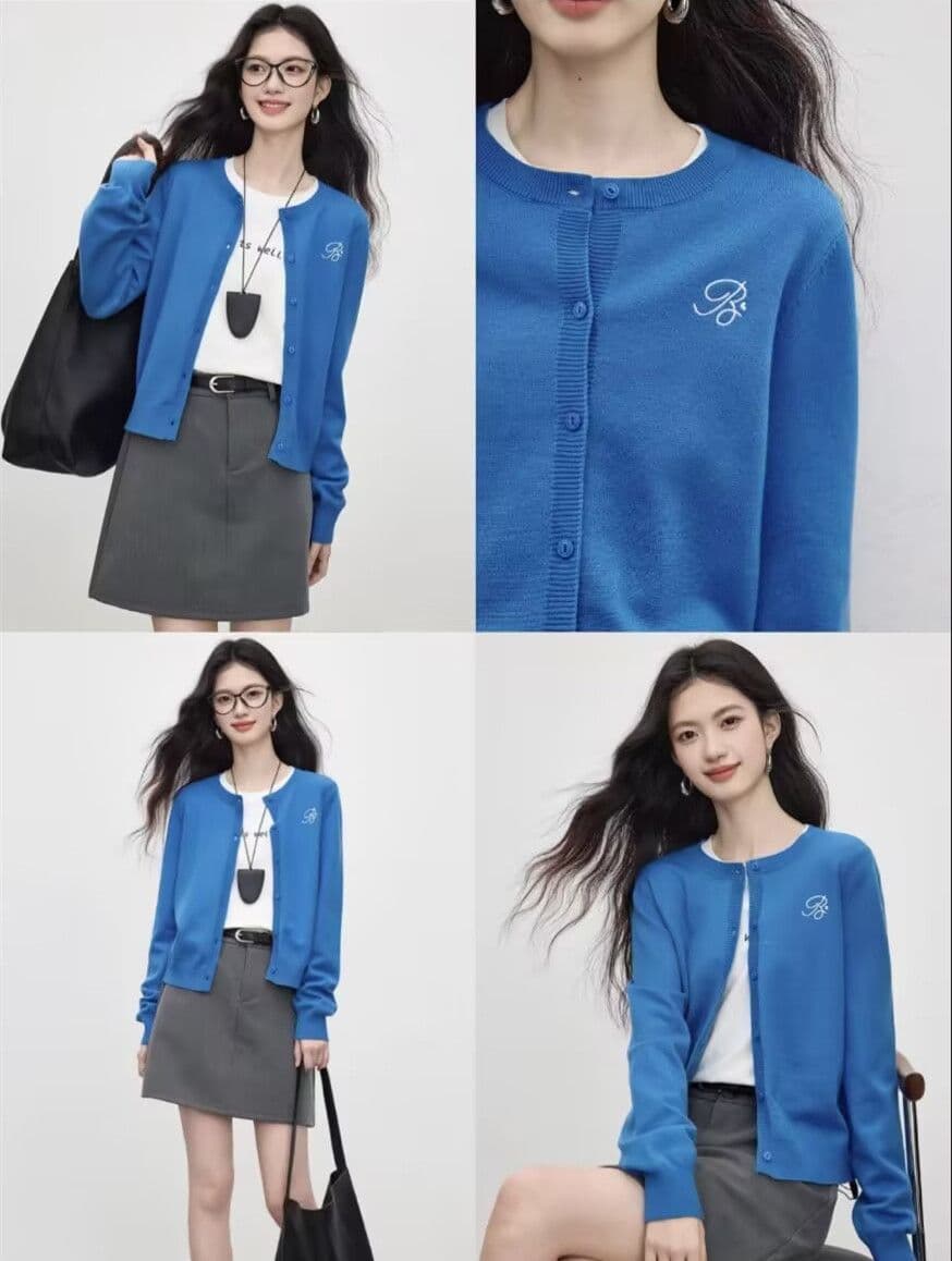 봄 가을 새로운 한 부서 미니멀리즘 라운드 넥 품격 다용도 니트 자수 캐주얼 스웨터 오픈 가디건 다용도 재킷 맨위 상세 이미지 8