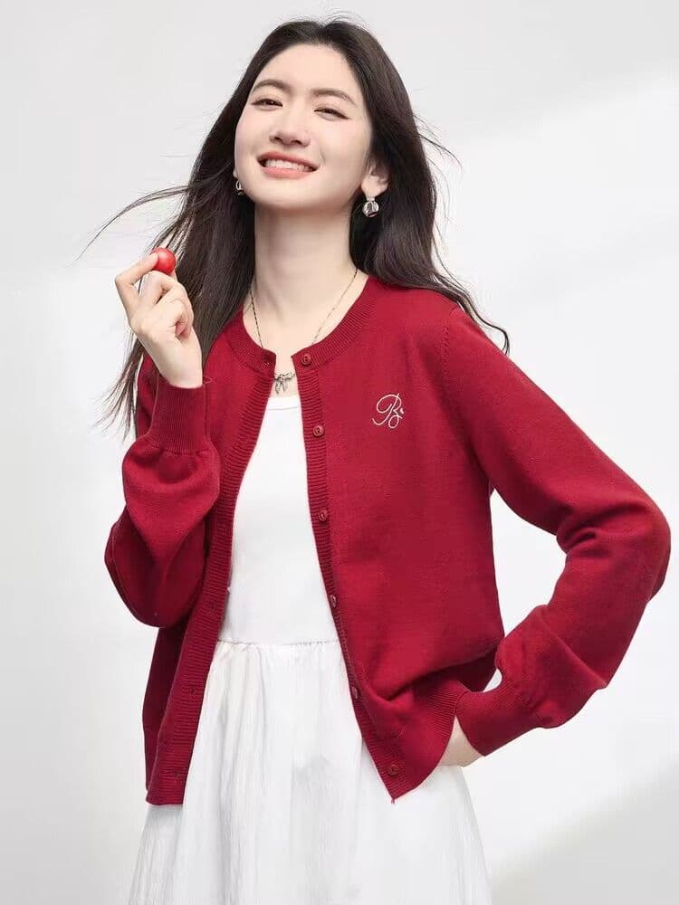 봄 가을 새로운 한 부서 미니멀리즘 라운드 넥 품격 다용도 니트 자수 캐주얼 스웨터 오픈 가디건 다용도 재킷 맨위 상세 이미지 17