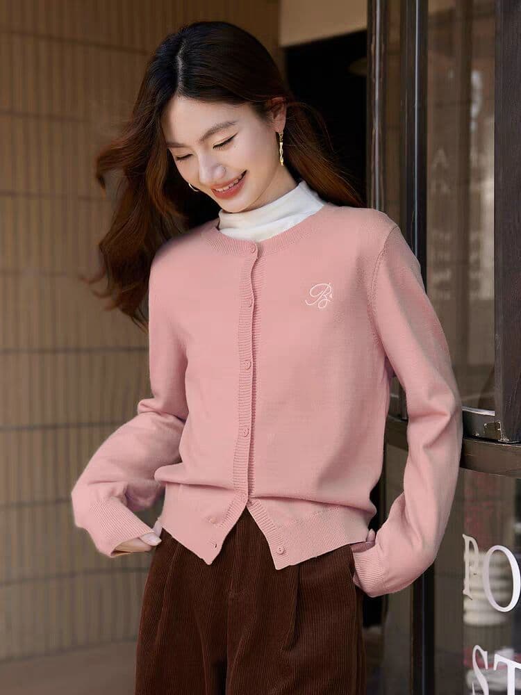 봄 가을 새로운 한 부서 미니멀리즘 라운드 넥 품격 다용도 니트 자수 캐주얼 스웨터 오픈 가디건 다용도 재킷 맨위 상세 이미지 20
