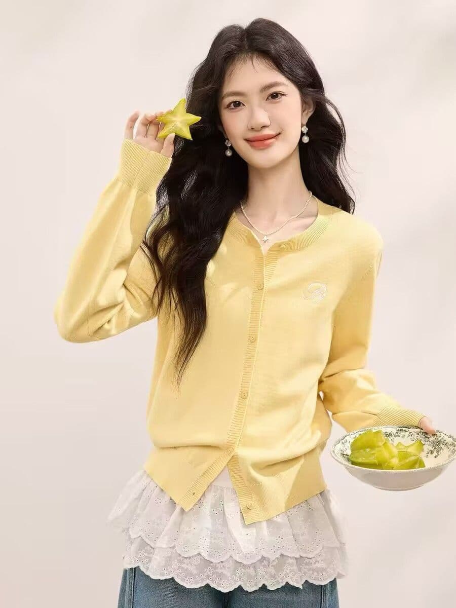 봄 가을 새로운 한 부서 미니멀리즘 라운드 넥 품격 다용도 니트 자수 캐주얼 스웨터 오픈 가디건 다용도 재킷 맨위 상세 이미지 27