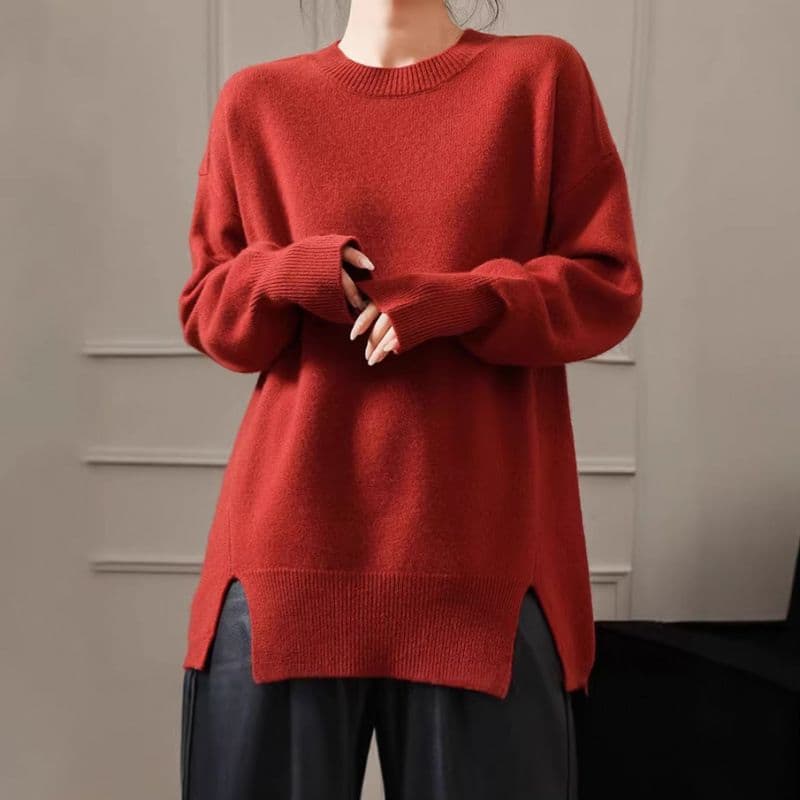 패션 루즈핏 느긋한 양모 품격 한 부서 빅 사이즈 카디건 라운드 넥 인사이드 가져 가라. 길이 연장 트임 두꺼운 맨위 여성 상세 이미지 21