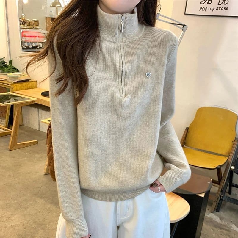 한 부서 느긋한 바람 패션 하프 지퍼 폴로 칼라 풀오버 봄 가을 새로운 루즈핏 다용도 니트 스웨터 맨위 상세 이미지 11