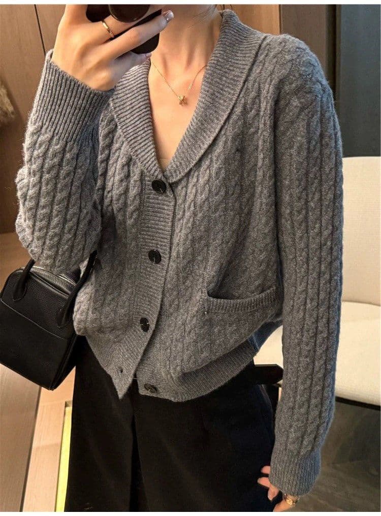 한 부서 복잡한 고대 돈 바람 트위스트 무늬 스웨터 오픈 가디건 여성 가을 겨울 루즈핏 느긋한 고급 센스 니트 재킷 맨위 상세 이미지 10