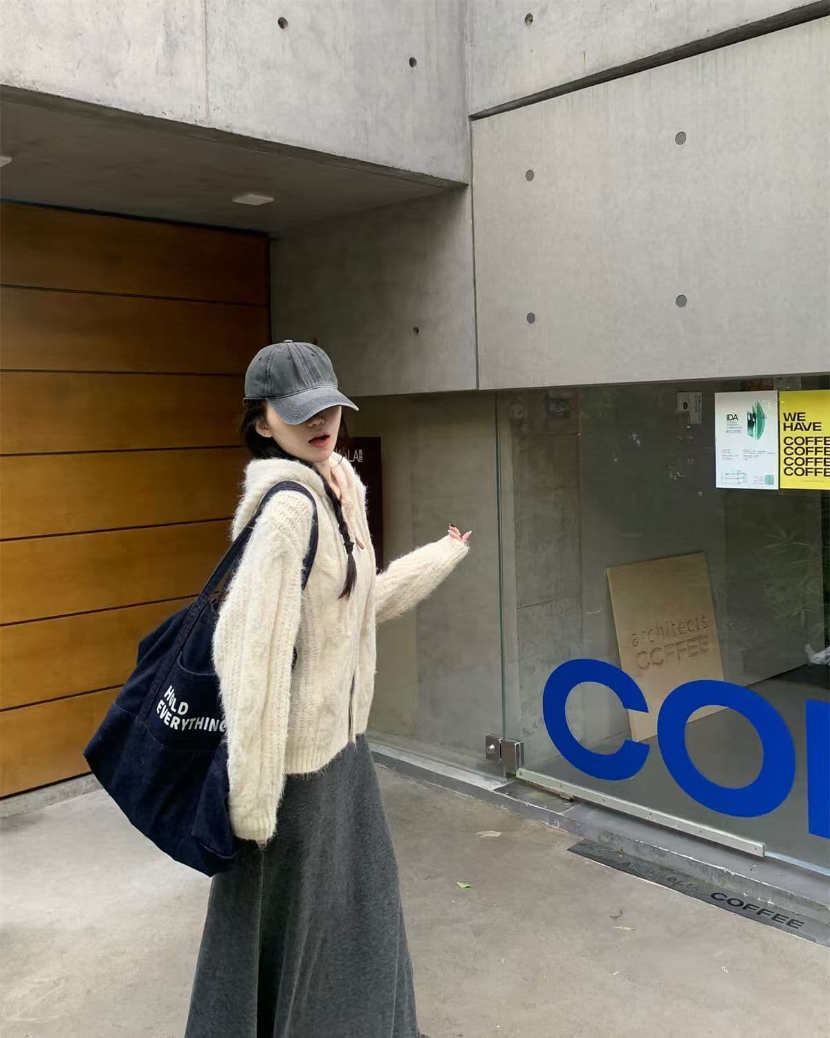 가을 겨울 패션 꽈배기 더블 지퍼 후드 니트 오픈 가디건 루즈핏 재킷 슬림해 보이는 다용도 한국 스타일 품격 스웨터 여자 상세 이미지 12