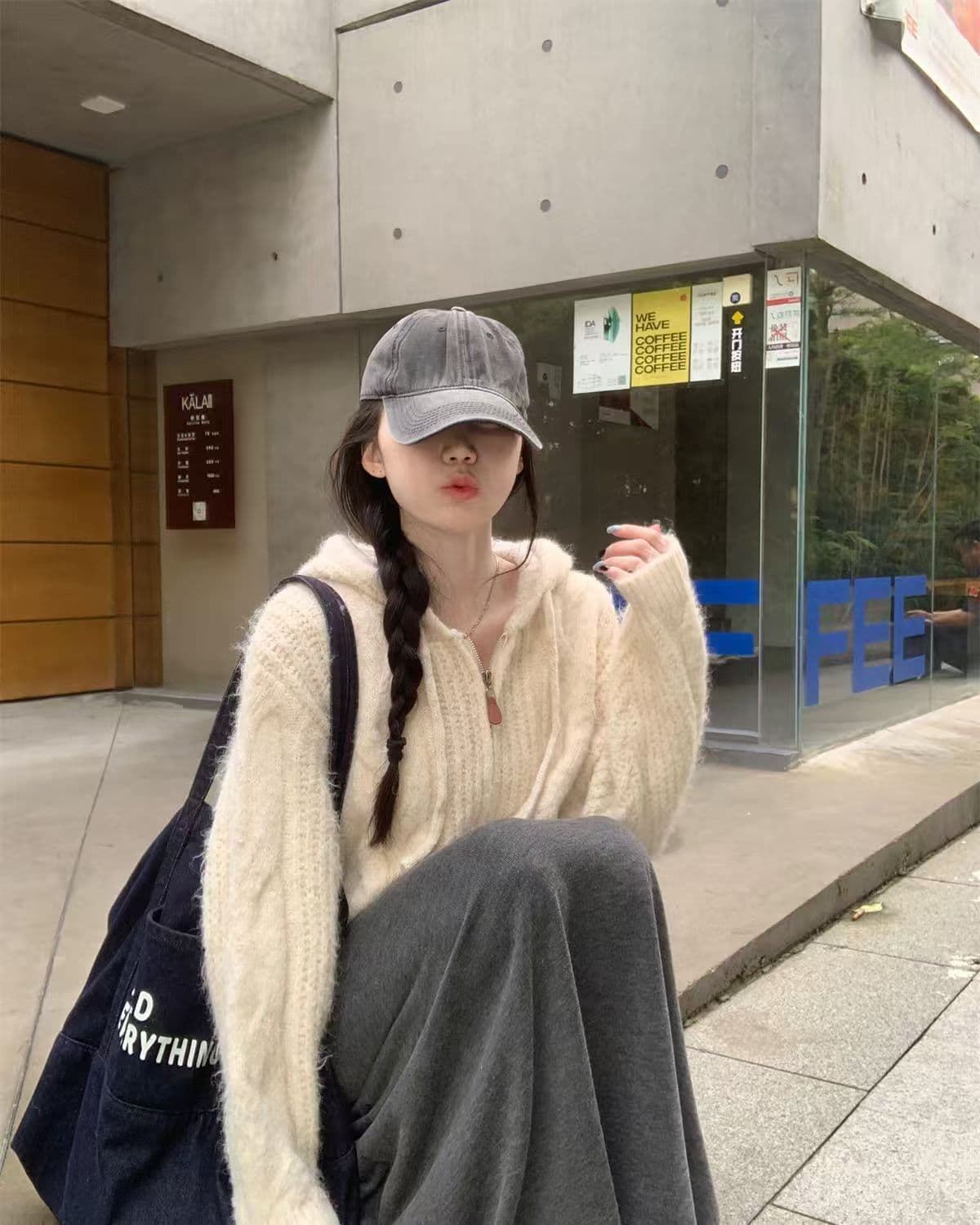 가을 겨울 패션 꽈배기 더블 지퍼 후드 니트 오픈 가디건 루즈핏 재킷 슬림해 보이는 다용도 한국 스타일 품격 스웨터 여자 상세 이미지 16