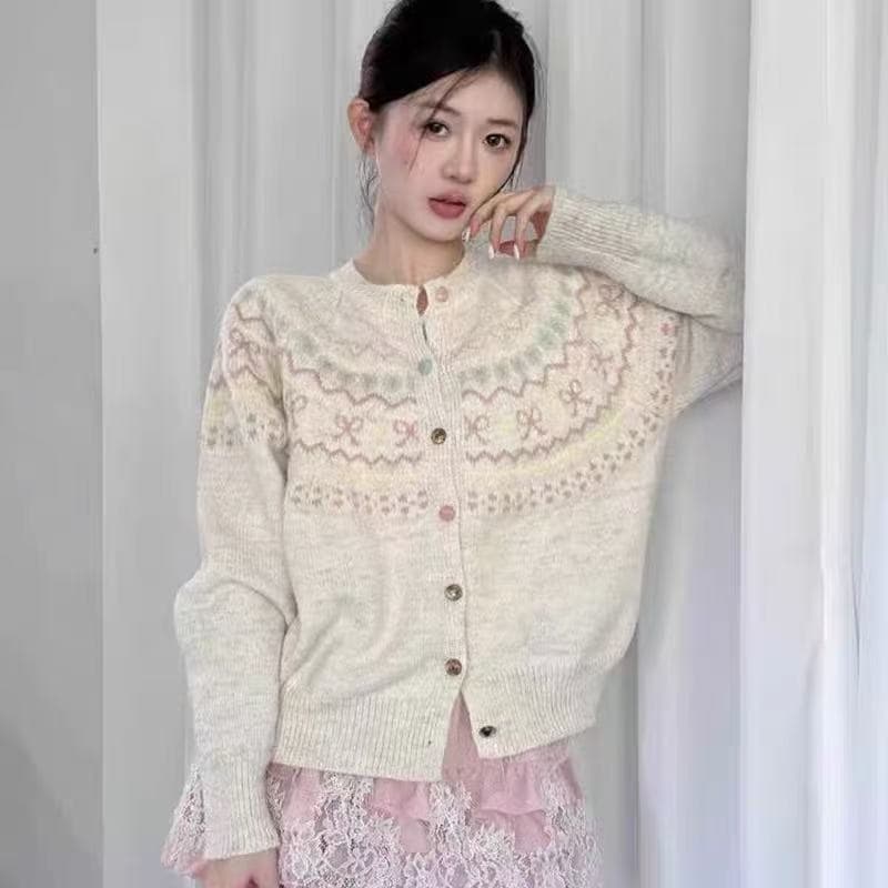 새로운 한 부서 가을 겨울 패션 배색 다용도 자카드 부드러운 찹쌀 니트 오픈 가디건 색상 단추 스웨터 여성 코트 이미지 3
