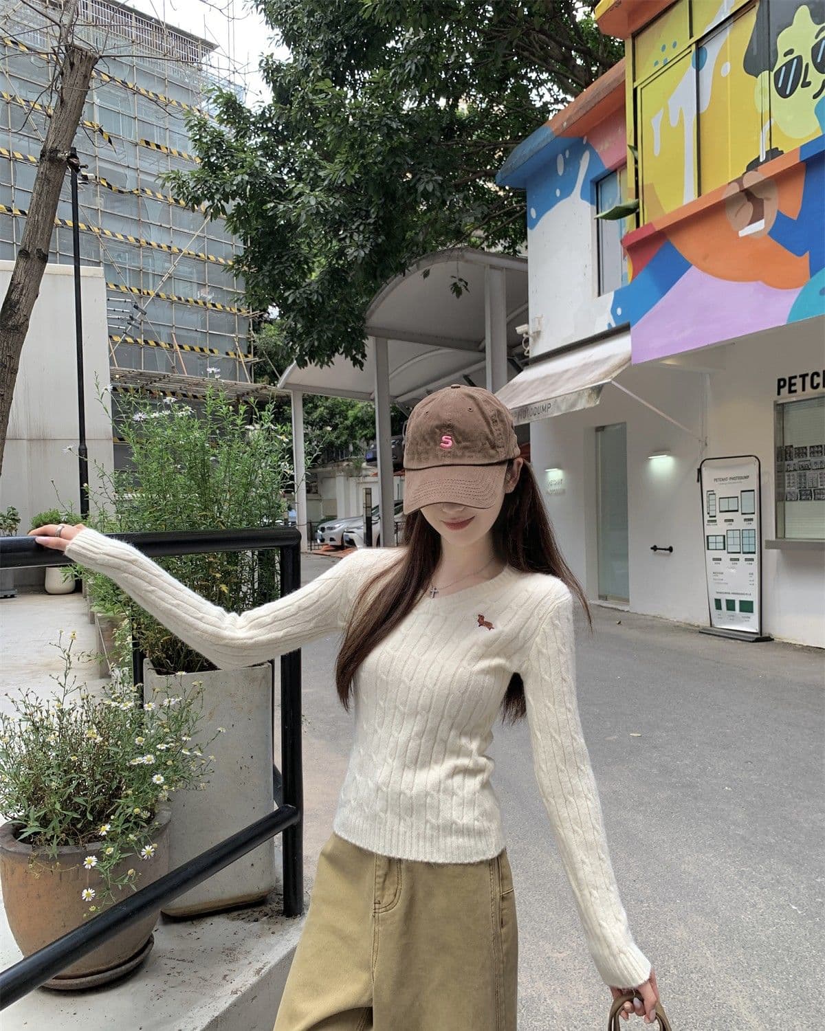 가을 겨울 한국 스타일 꽈배기 V넥 자수 디자인 센스 몸매 가꾸기 부드러운 찹쌀 인사이드 가져 가라. 기본 셔츠 고급 니트 스웨터 맨위 상세 이미지 10