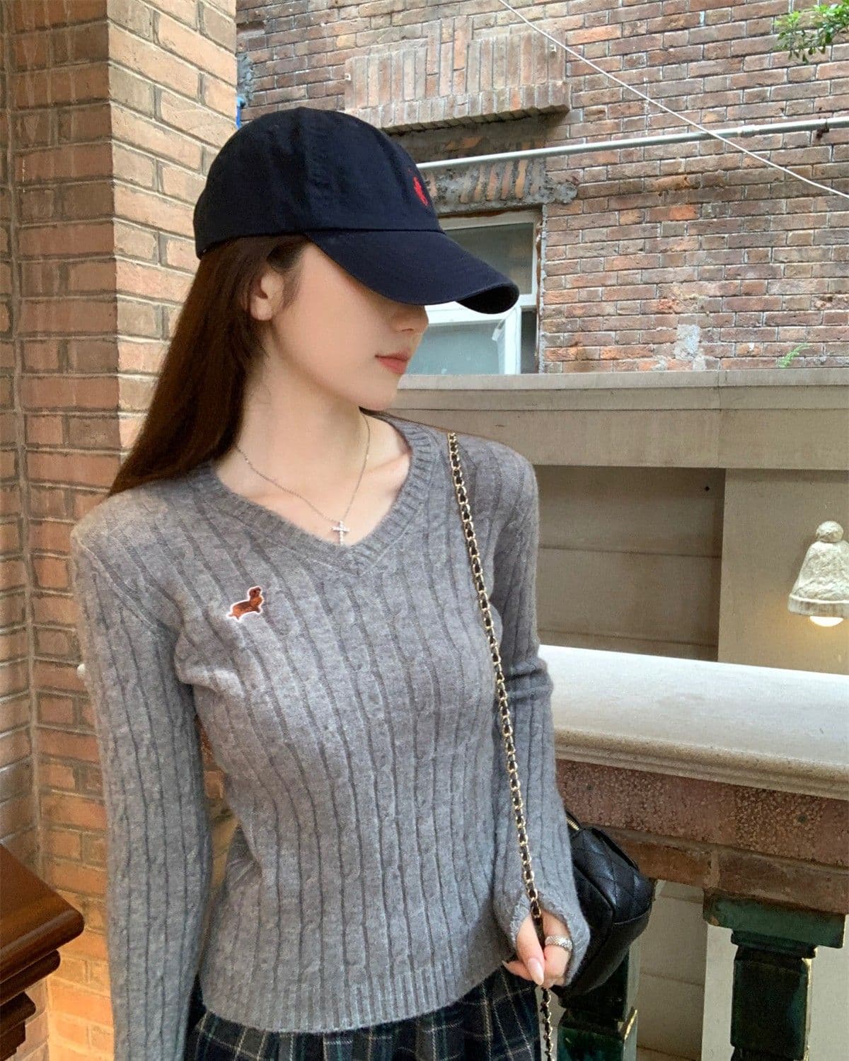 가을 겨울 한국 스타일 꽈배기 V넥 자수 디자인 센스 몸매 가꾸기 부드러운 찹쌀 인사이드 가져 가라. 기본 셔츠 고급 니트 스웨터 맨위 상세 이미지 46