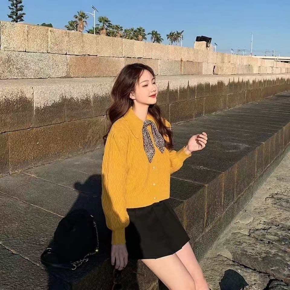 봄 가을 새로운 스카프 느긋한 바람 스웨터 여자 한국 스타일 루즈핏 외출용 쇼트 스타일 니트 카디건 코트 다용도 맨위 상세 이미지 13
