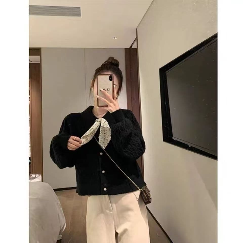 봄 가을 새로운 스카프 느긋한 바람 스웨터 여자 한국 스타일 루즈핏 외출용 쇼트 스타일 니트 카디건 코트 다용도 맨위 상세 이미지 26