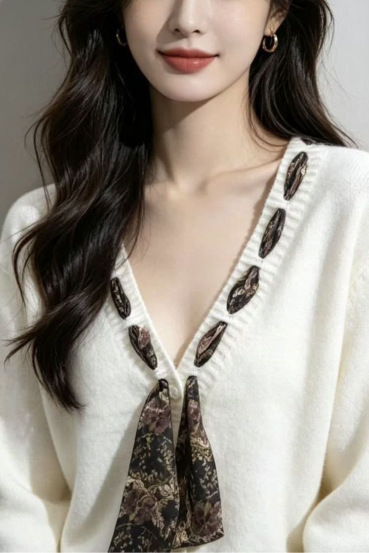 봄 가을 패션 스카프 니트 오픈 가디건 연령 감소 루즈핏 새로운 연령 감소 슬림해 보이는 연령 감소 긴팔 스웨터 코트 맨위 이미지 6