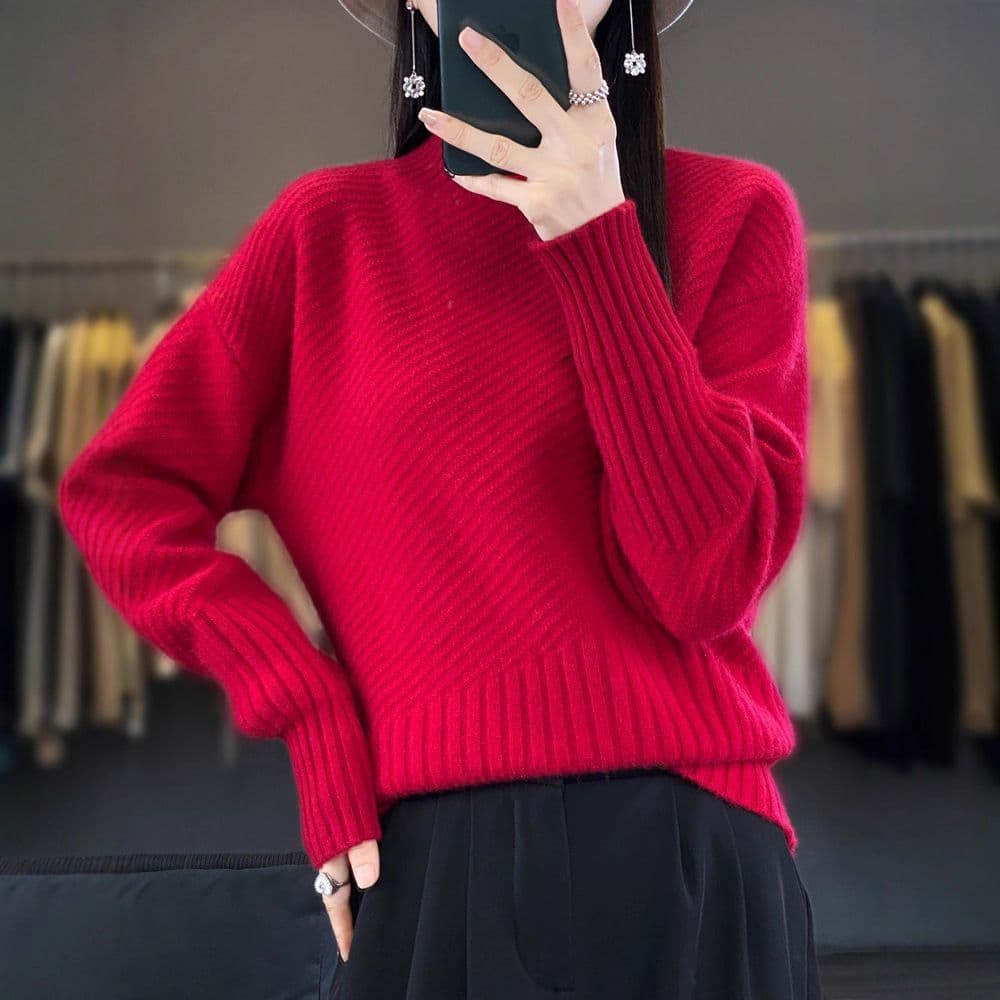 가을 겨울 새로운 반하이넥 풀오버 두꺼운 보온 스웨터 단색 패션 다용도 니트 기본 셔츠 루즈핏 맨위 상세 이미지 30