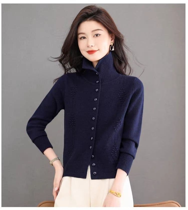 봄 가을 겨울 빛 요리 한 미니멀리즘 바람 패션 폴로 칼라 니트 오픈 가디건 캐주얼 연령 감소 단추 슬림해 보이는 다용도 스웨터 코트 상세 이미지 30