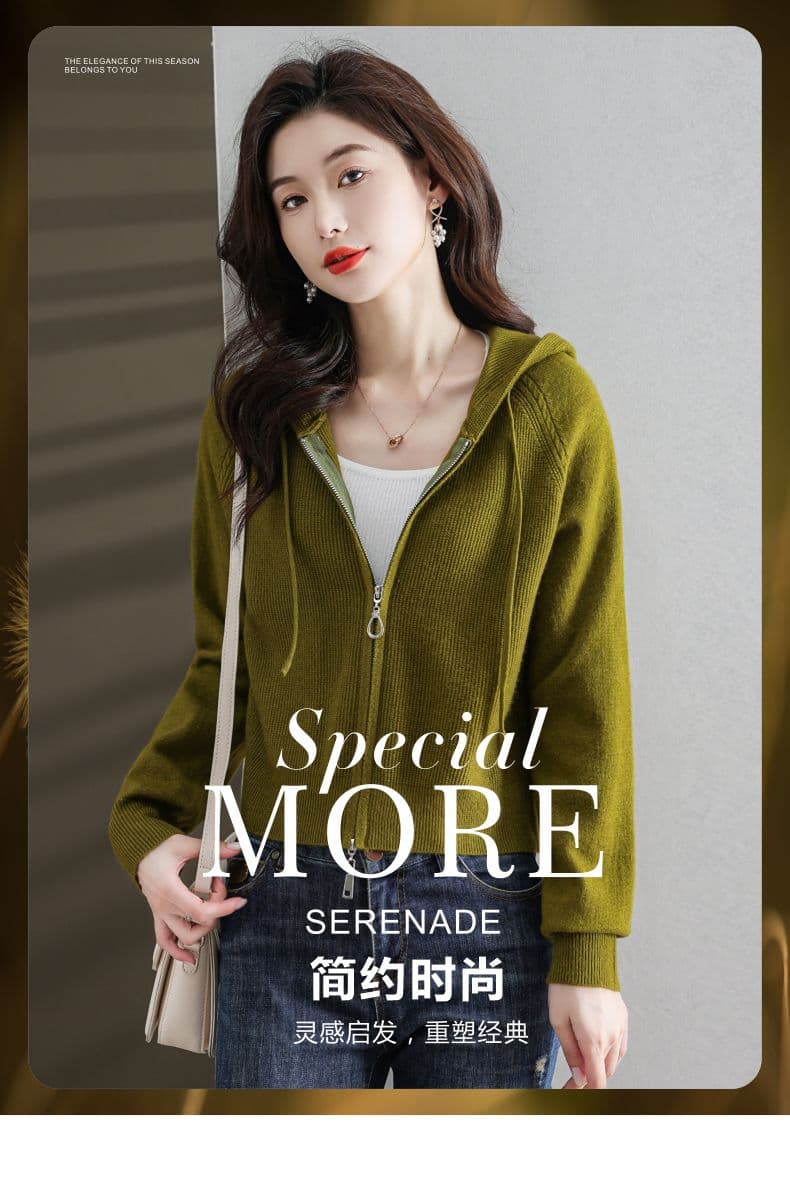 후드 니트 후드티 오픈 가디건 여성 새로운 패션 외국 가스 봄 가을 쇼트 스타일 외부 잡아라. 의류 캐주얼 다용도 여성 코트 상세 이미지 1