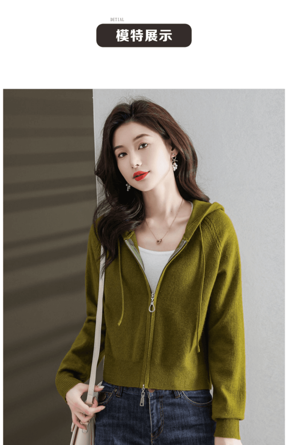 후드 니트 후드티 오픈 가디건 여성 새로운 패션 외국 가스 봄 가을 쇼트 스타일 외부 잡아라. 의류 캐주얼 다용도 여성 코트 상세 이미지 10