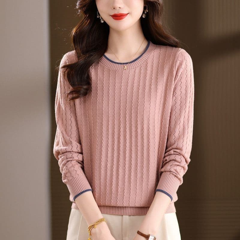 카디건 여성 가을 겨울 라운드 넥 인사이드 가져 가라. 기본 셔츠 루즈핏 외국 가스 연령 감소 니트 스웨터 긴팔 풀오버 양모 스웨터 이미지 5